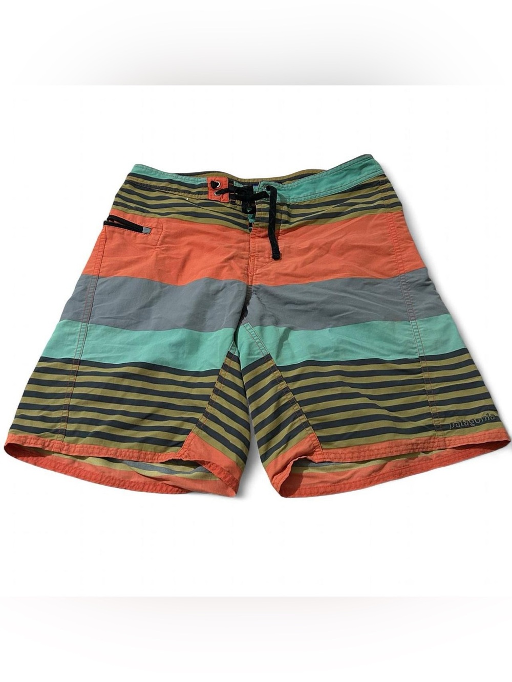 Men’s Patagonia Wavefarer Multicolored Striped Board Shorts Size 30